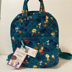 VERA BRADLEY Mini Totepack Backpack Peanuts Fall Meadow Teal Blue Green Cotton